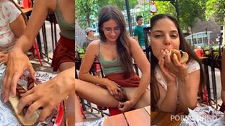 Crazy woman punched the hotdog sausages in pussy