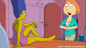 Cartoon Marge Simpson y Lois Griffin sexo lésbico