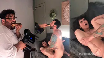 Camera Man comendo bolo na gravação porno