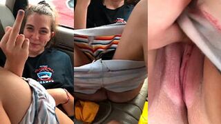 Jovencita desnuda en coche