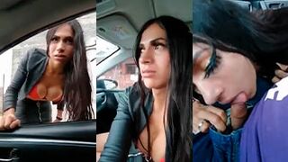 Shemale sucking in car