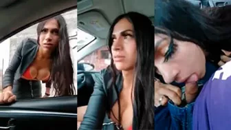 Shemale sucking in car