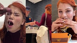 Marina no McDonald's com a cara toda gozada
