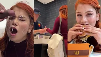Marina no McDonald's com a cara toda gozada