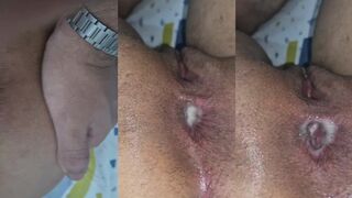 Novinha anal cheia de leite no cu