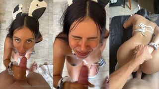 Bunny girl blowjob until she gets a facial